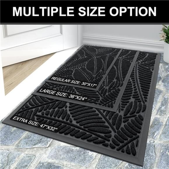 Waterproof Doormat, Sturdy Natural Rubber Front Indoor Mat, Non Slip Low Profile - Picture 7 of 8